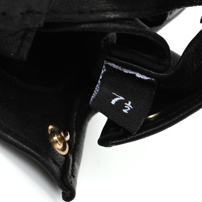 Chanel Lambskin Camellia Fingerless Gloves 7.5 Black 5 of 6