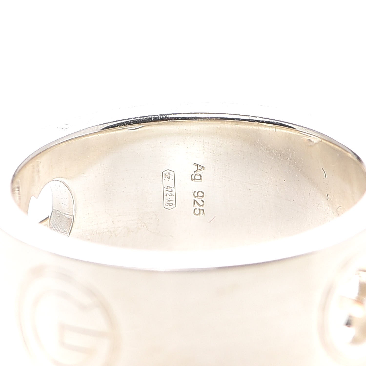 Gucci Sterling Silver G Cutout Band Ring 54 6.75 8 of 9