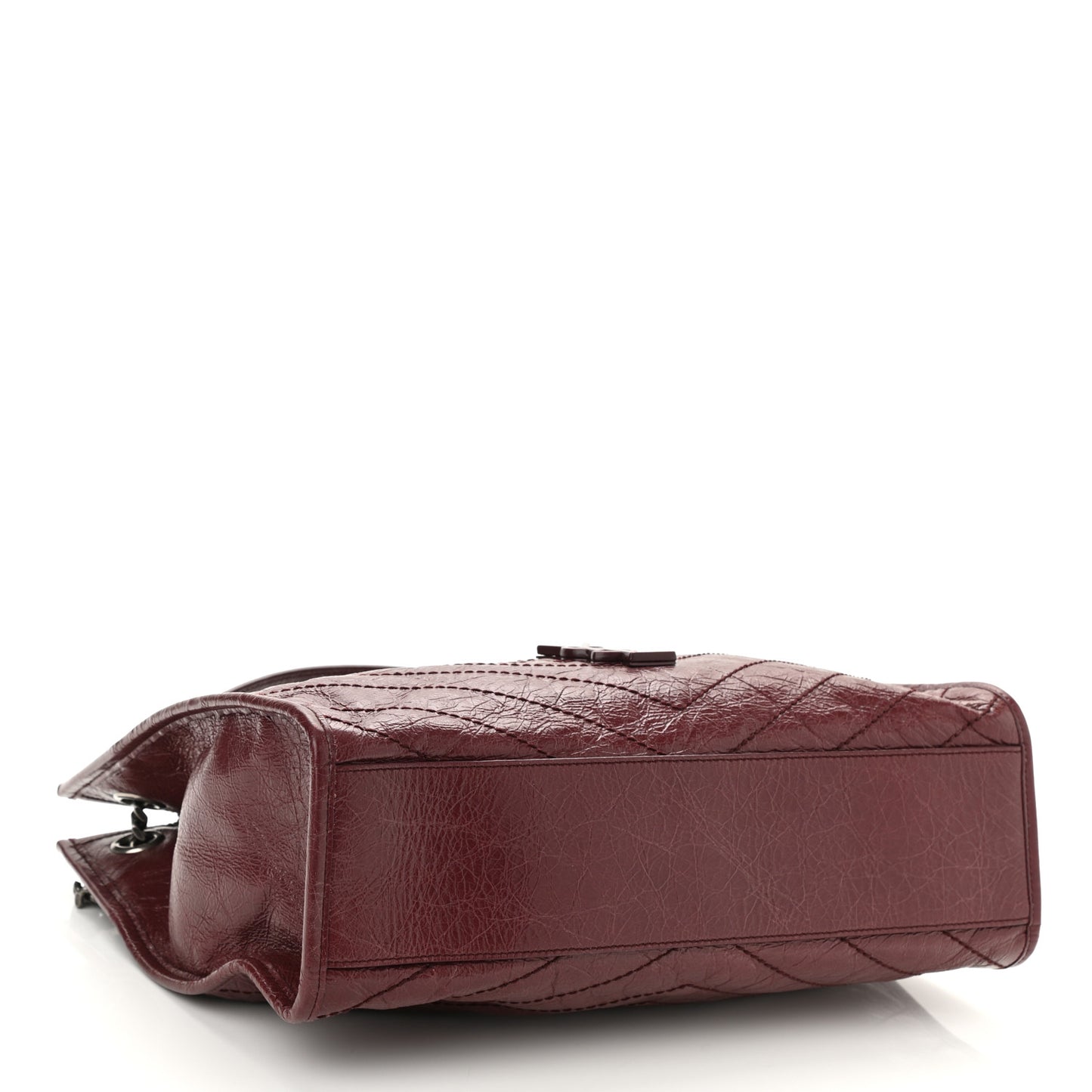 Crinkled Calfskin Matelasse Monogram Medium Niki Shopper Tote Burgundy