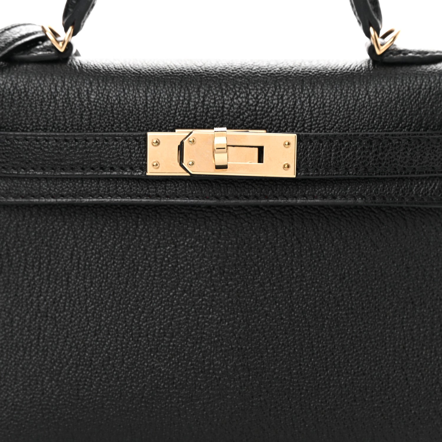 Hermes Chevre Mysore Horseshoe Mini Kelly Sellier 20 Black Rouge De Coeur 8 of 13