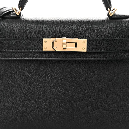 Hermes Chevre Mysore Horseshoe Mini Kelly Sellier 20 Black Rouge De Coeur 8 of 13