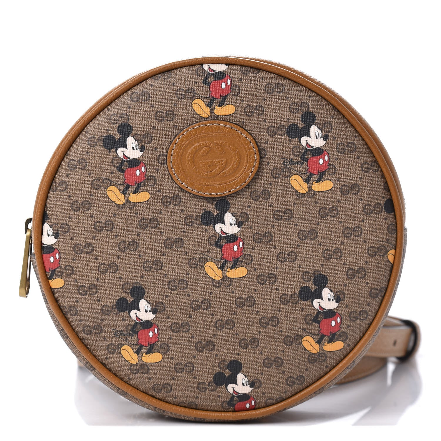 Gucci X DISNEY Mini Vintage GG Supreme Monogram Mickey Mouse Round Backpack Beige Vintage Sun Oil 2 of 14