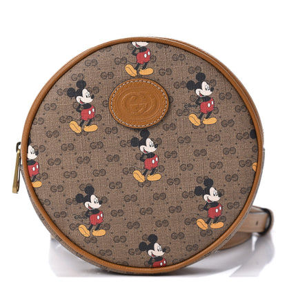 Gucci X DISNEY Mini Vintage GG Supreme Monogram Mickey Mouse Round Backpack Beige Vintage Sun Oil 2 of 14