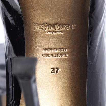 Saint Laurent Patent Crocodile Embossed Tribtoo 80 Pumps 37 Black 13 of 14