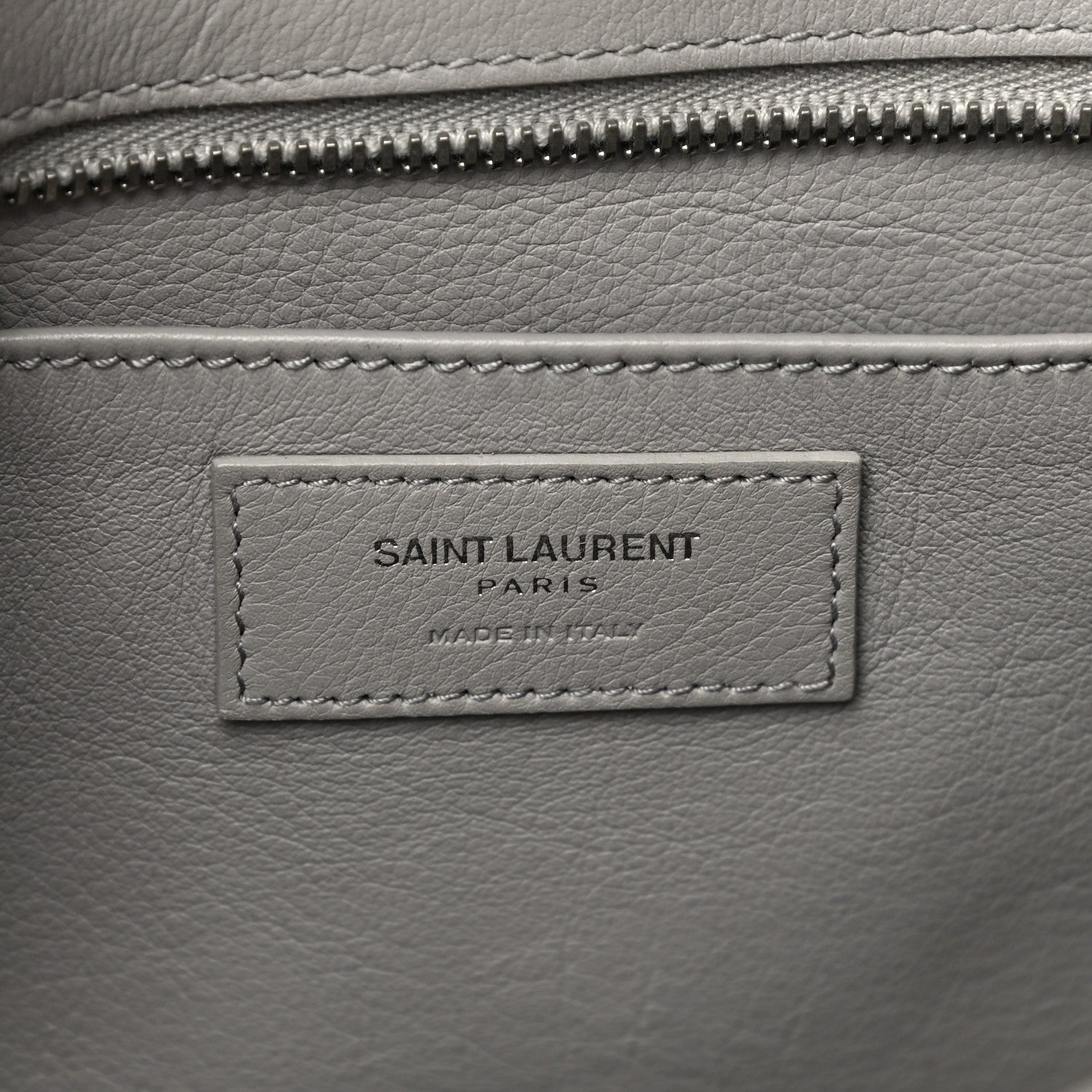 Saint Laurent Smooth Calfskin Crocodile Embossed Baby Monogram Downtown Cabas Gris Perle 6 of 12