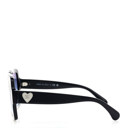 Chanel Acetate Square Heart Sunglasses 5479-A Blue 3 of 8