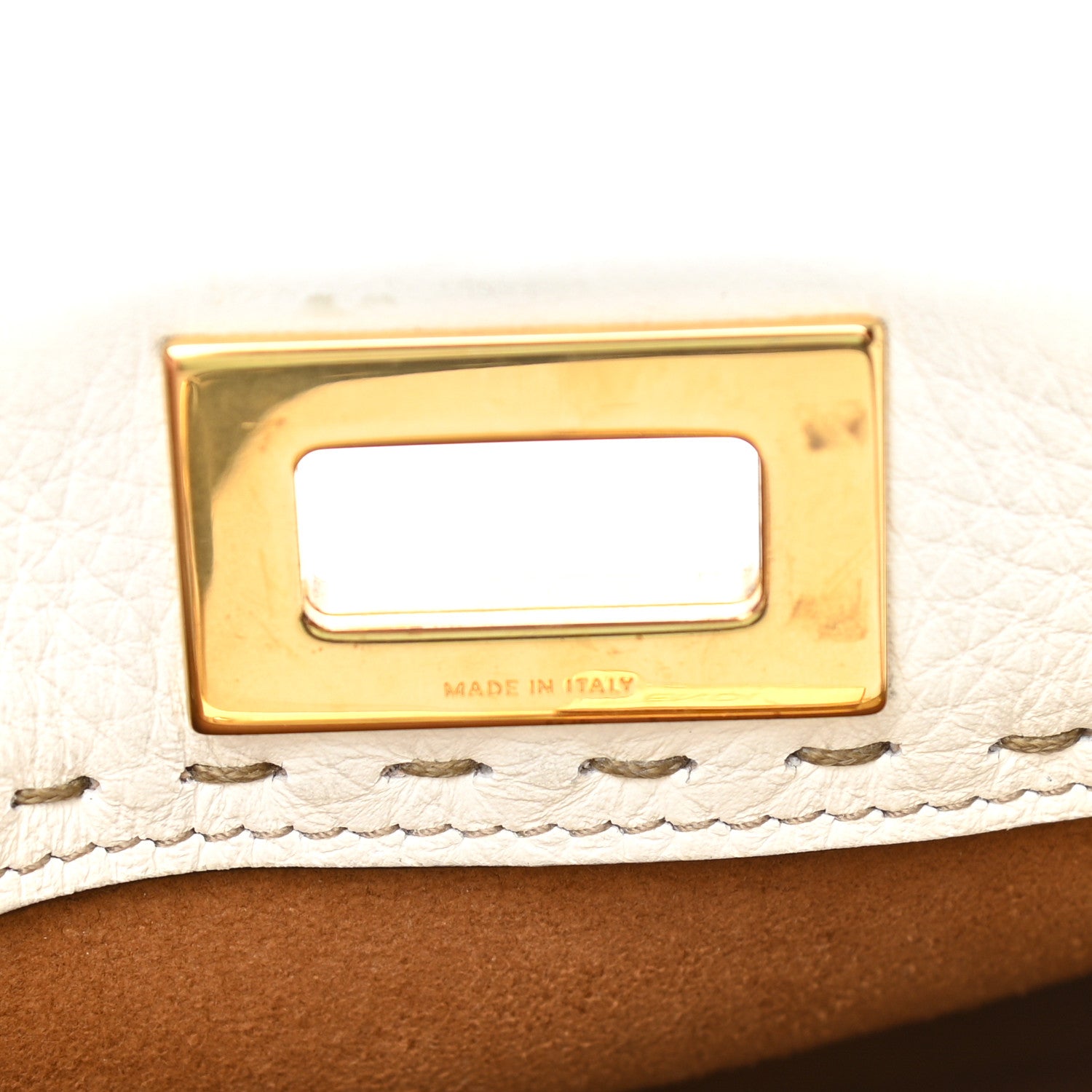 Fendi Cuoio Romano Selleria Tri-color Mini Peekaboo Iconic Satchel White Indaco Saddler 8 of 12