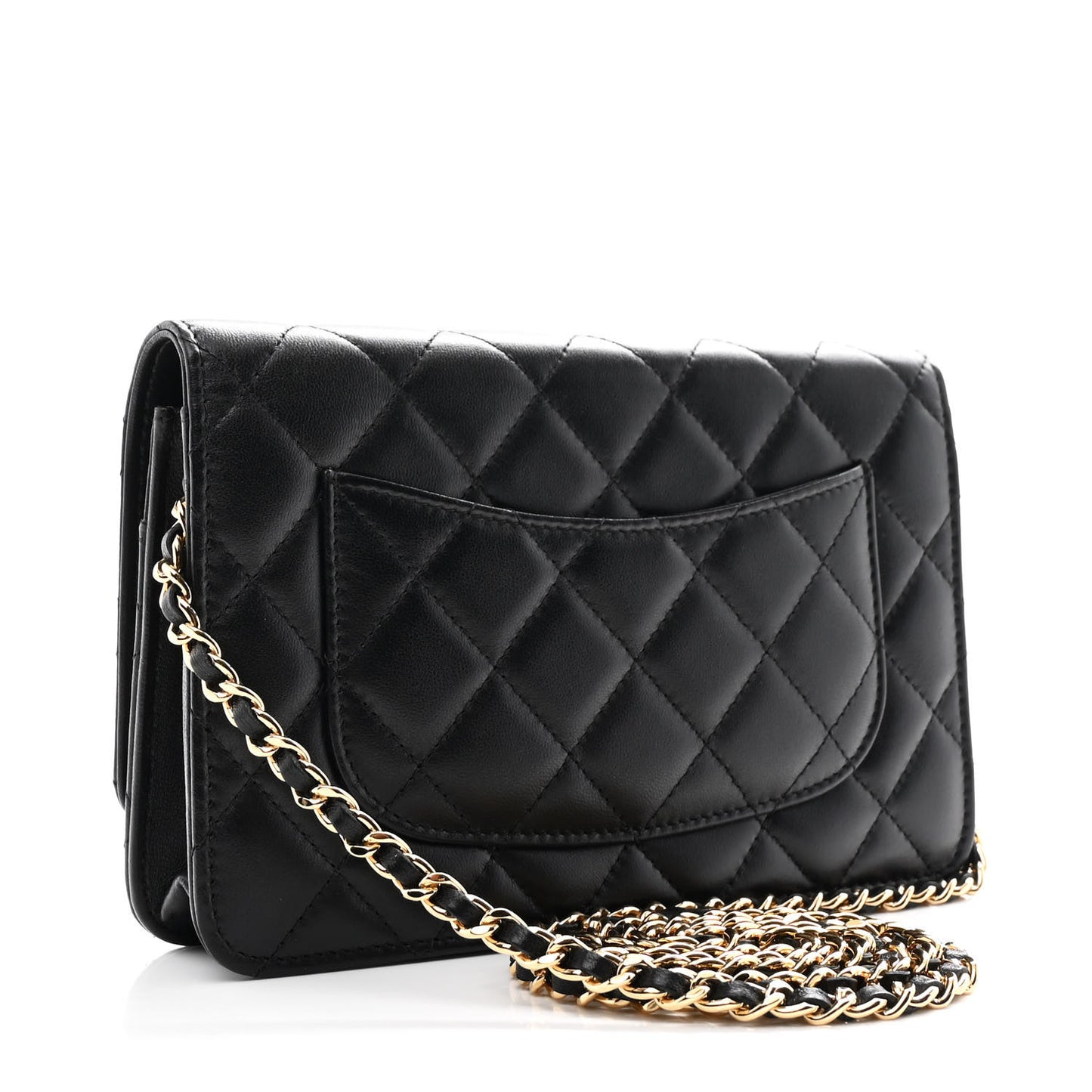 Lambskin Quilted Wallet On Chain WOC Black