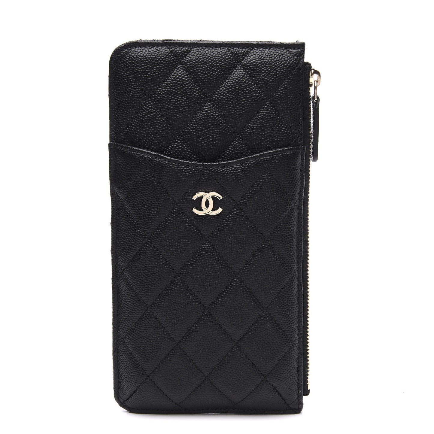 Caviar Quilted Classic Flat Wallet Pouch Black