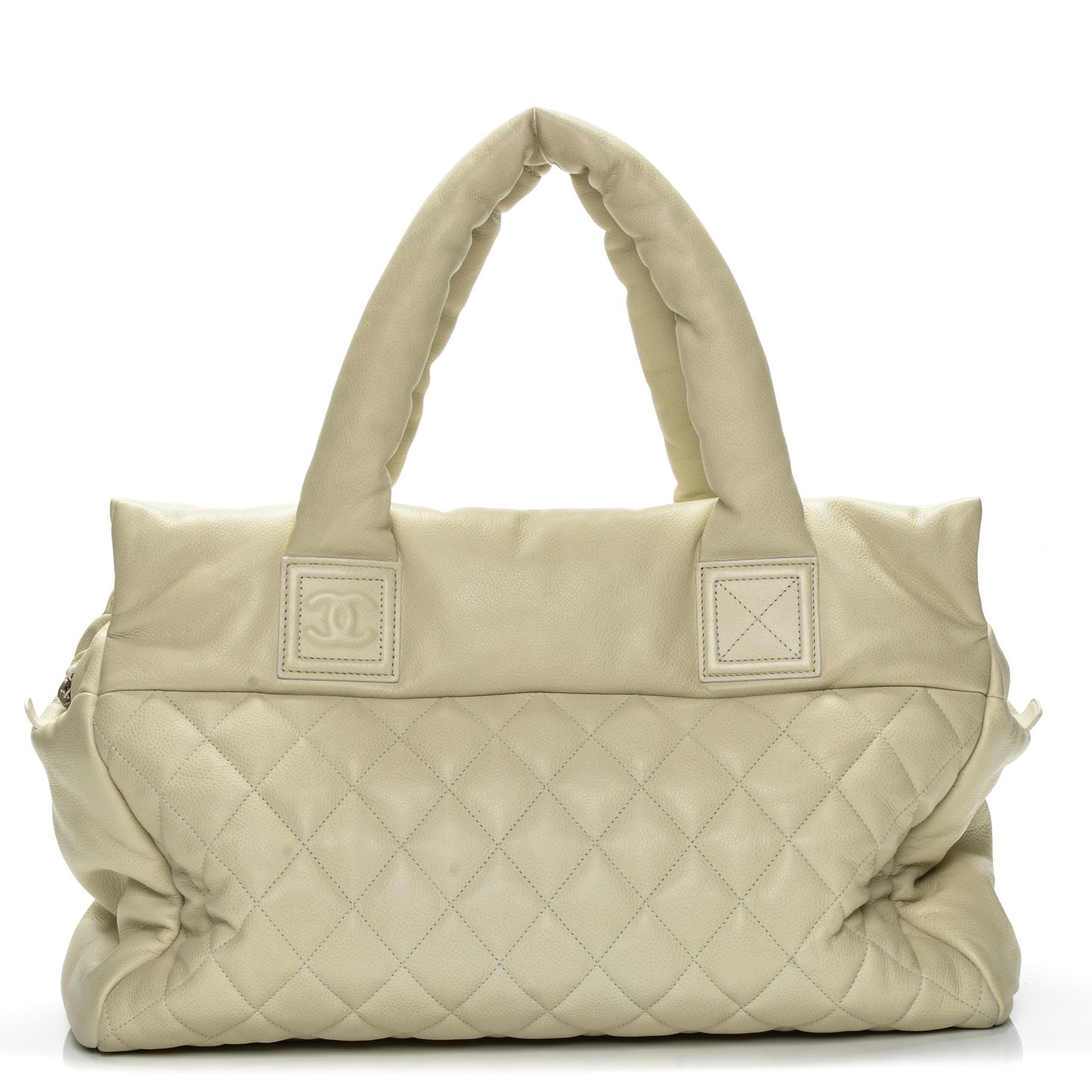 Caviar Quilted Large Coco Cocoon Tote Dark White