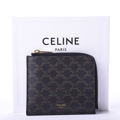 Celine Triomphe Canvas Zipped Coin Purse Black 7 of 7