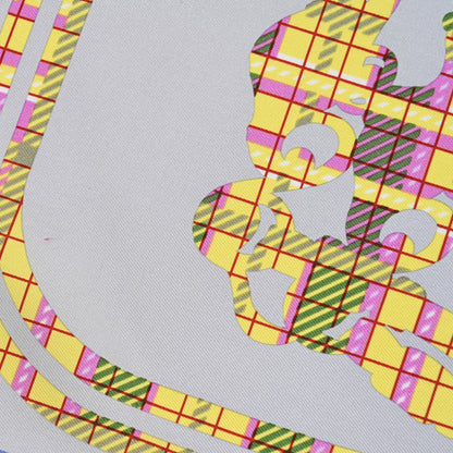 Hermes Silk Brides De Gala Tartan Pocket Square Lavande Parme Jaune 6 of 6