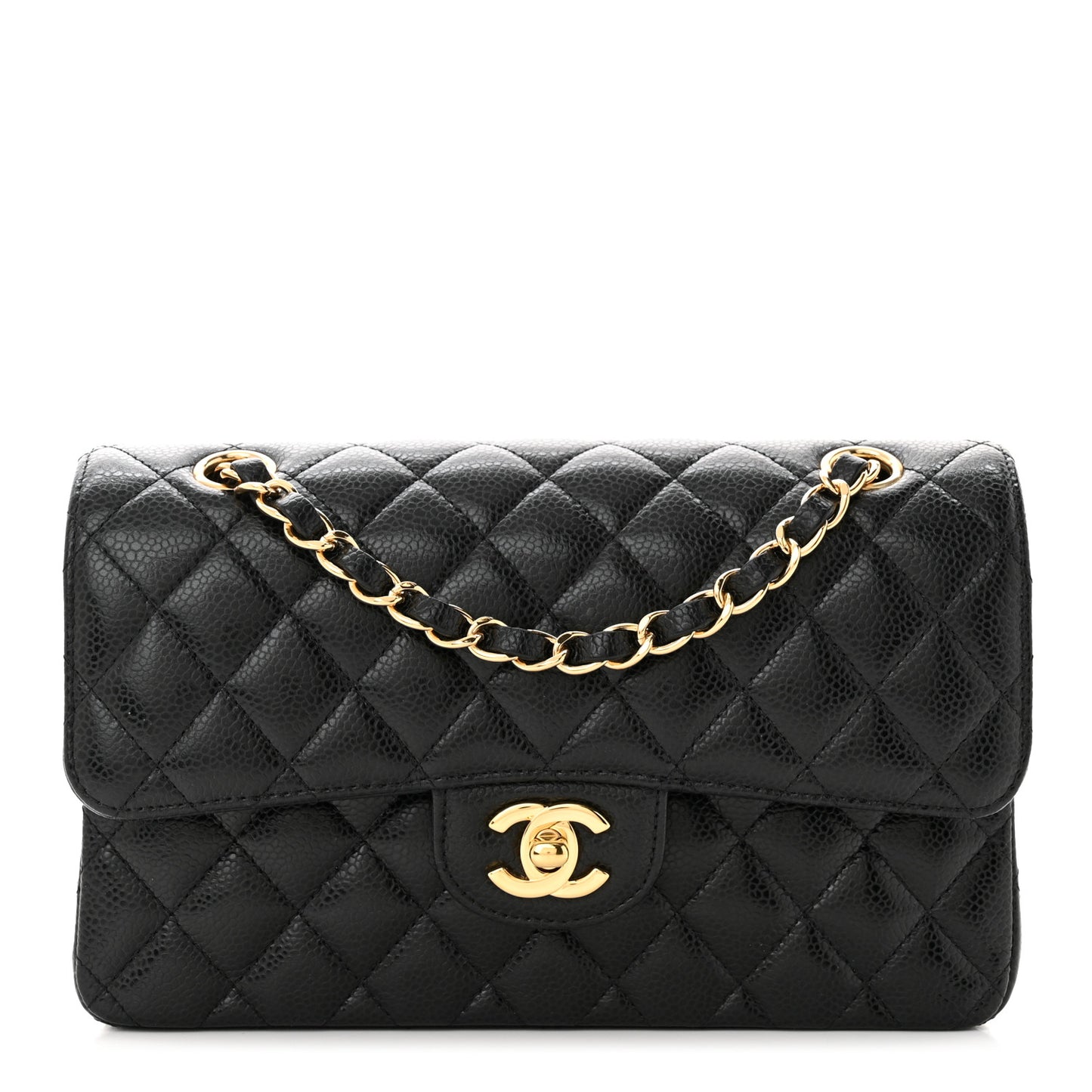 Caviar Quilted Small Double Flap Black