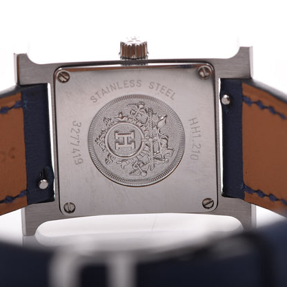 Hermes Stainless Steel Swift 21mm Diamond Heure H Hour Quartz Watch Bleu Navy 5 of 9