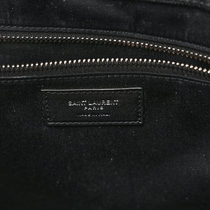 Saint Laurent Raffia Linen Calfskin Rive Gauche Tote Black 6 of 10