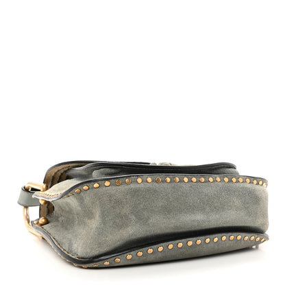 Chloe Suede Calfskin Braided Small Hudson Shoulder Bag Blue 4 of 15
