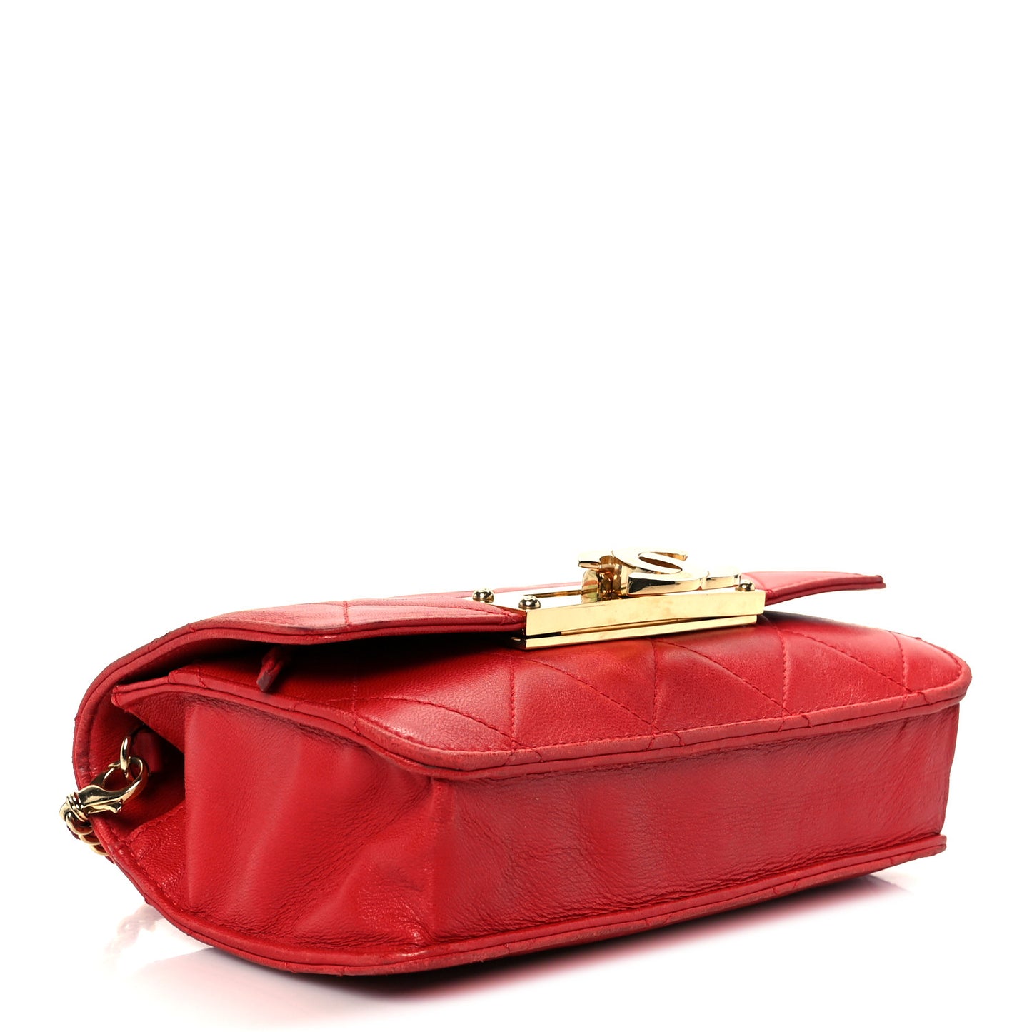 Lambskin Quilted Golden Class Wallet on Chain WOC Red