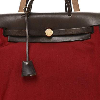 Hermes Toile Vache Calfskin Herbag 30 PM Backpack Orange Red 8 of 10