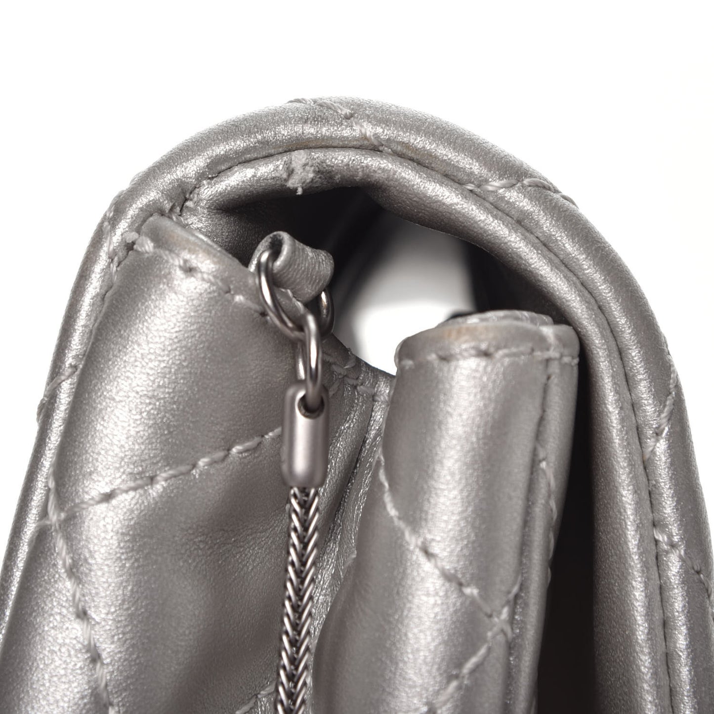Metallic Lambskin Quilted Snake Chain 2.55 Reissue Flap Silver
