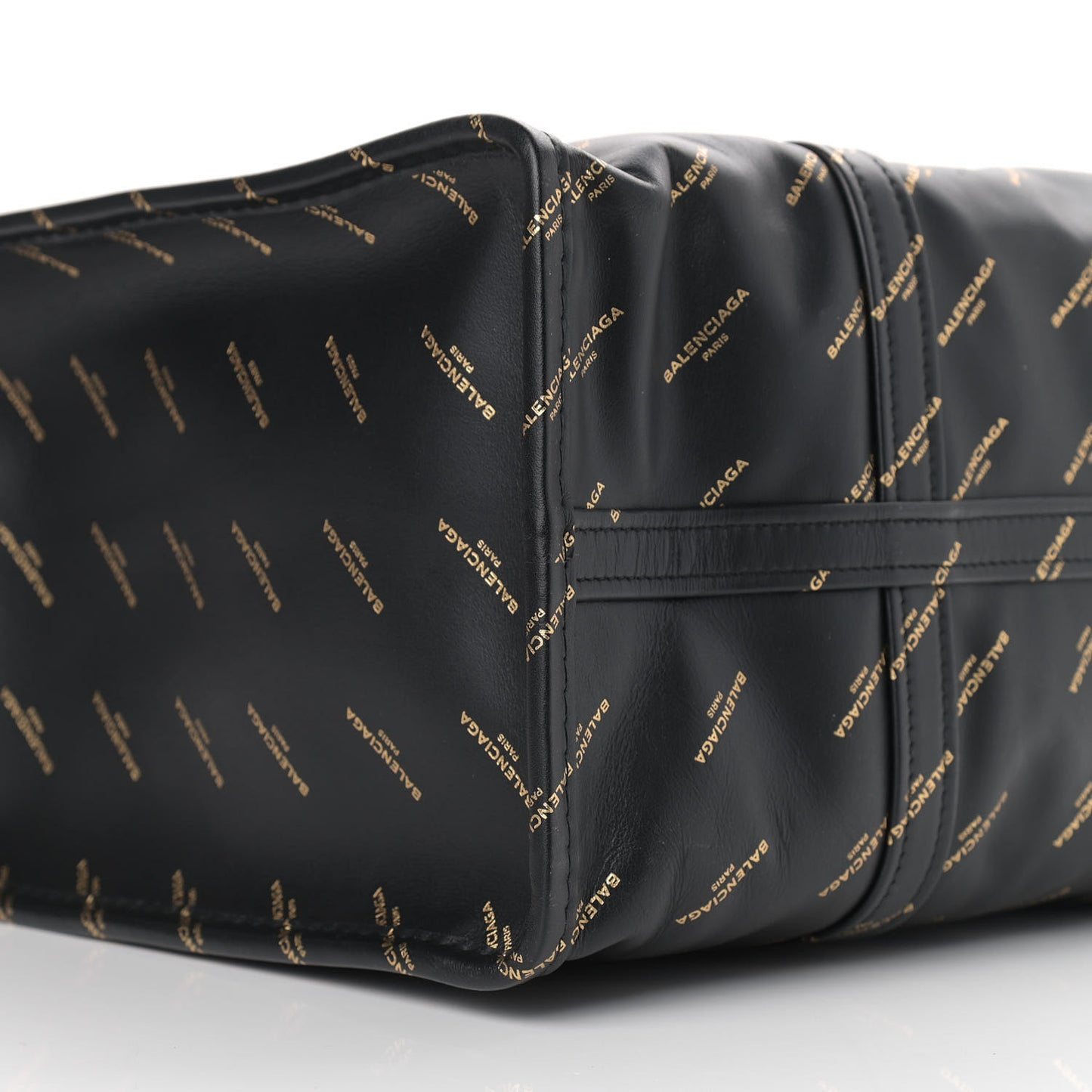 Calfskin Allover Logo Medium Bazar Shopper Tote Black Gold