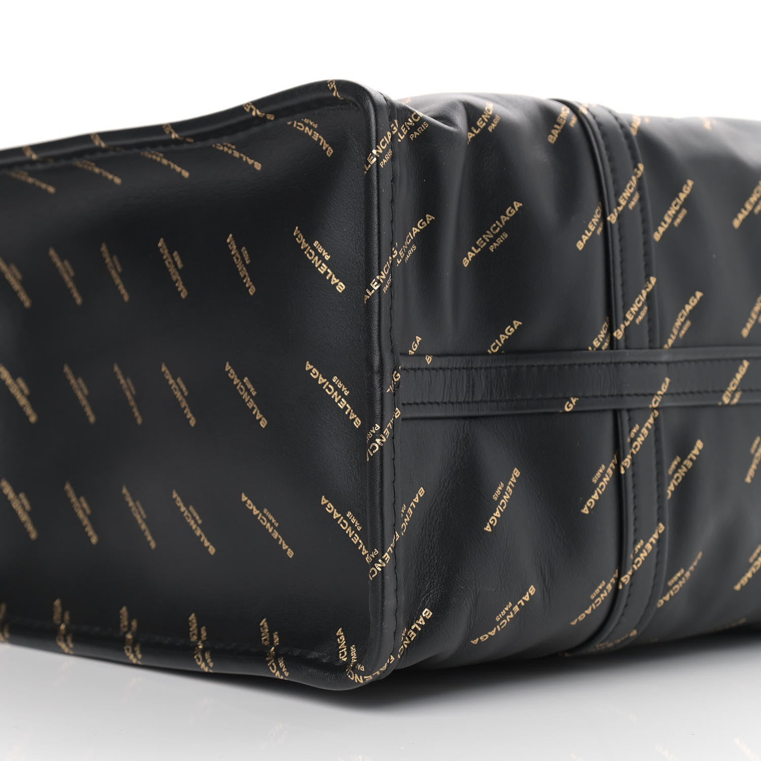 Balenciaga Calfskin Allover Logo Medium Bazar Shopper Tote Black Gold 8 of 10