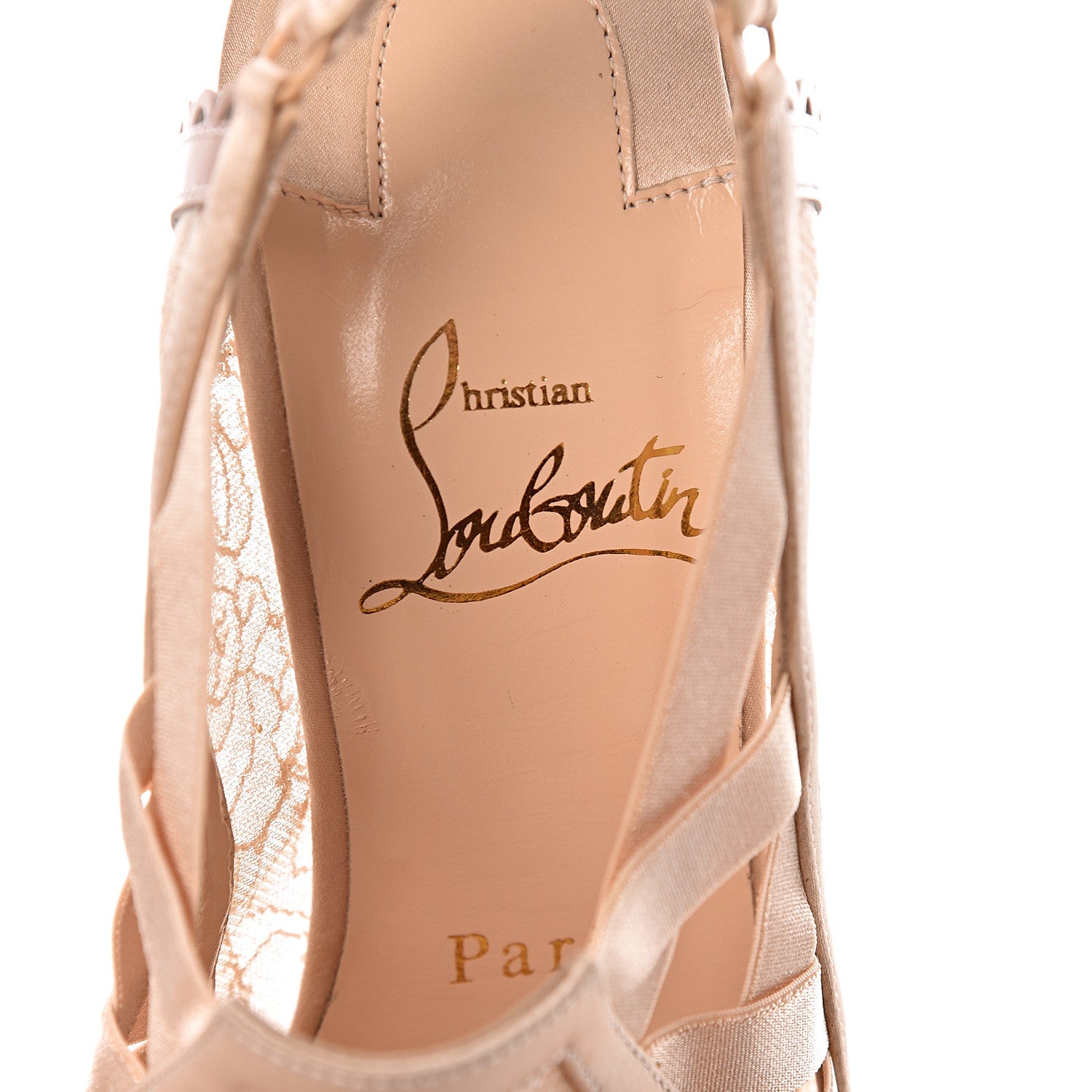 Christian Louboutin Satin Lace Chantilly Guiptik 150 Pumps 36 Nude 7 of 8