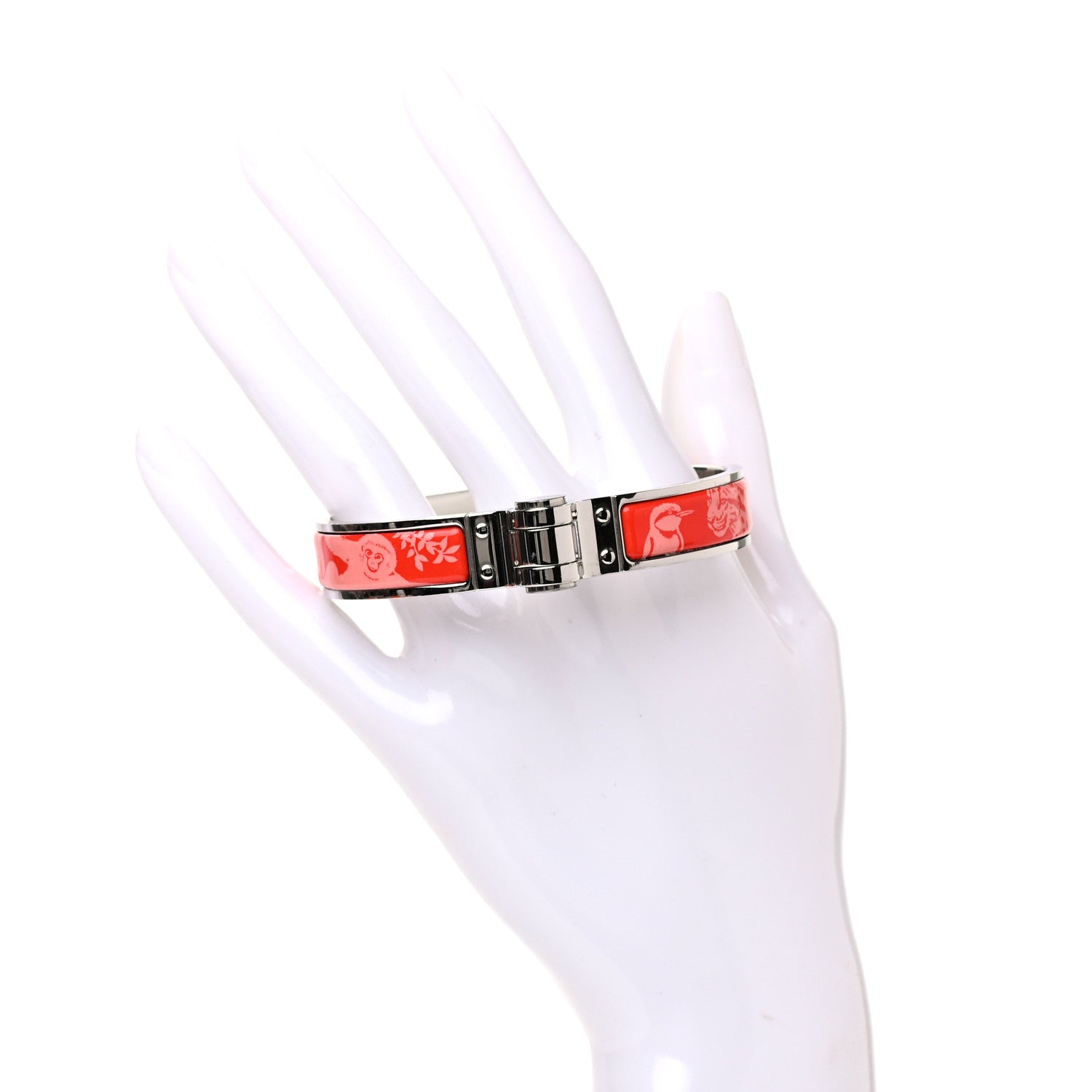 Hermes Enamel Printed Narrow Hinged Bracelet M 2 of 4