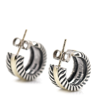 David Yurman Sterling Silver 14K Yellow Gold 16mm Cable Classics Hoop Earrings 3 of 6