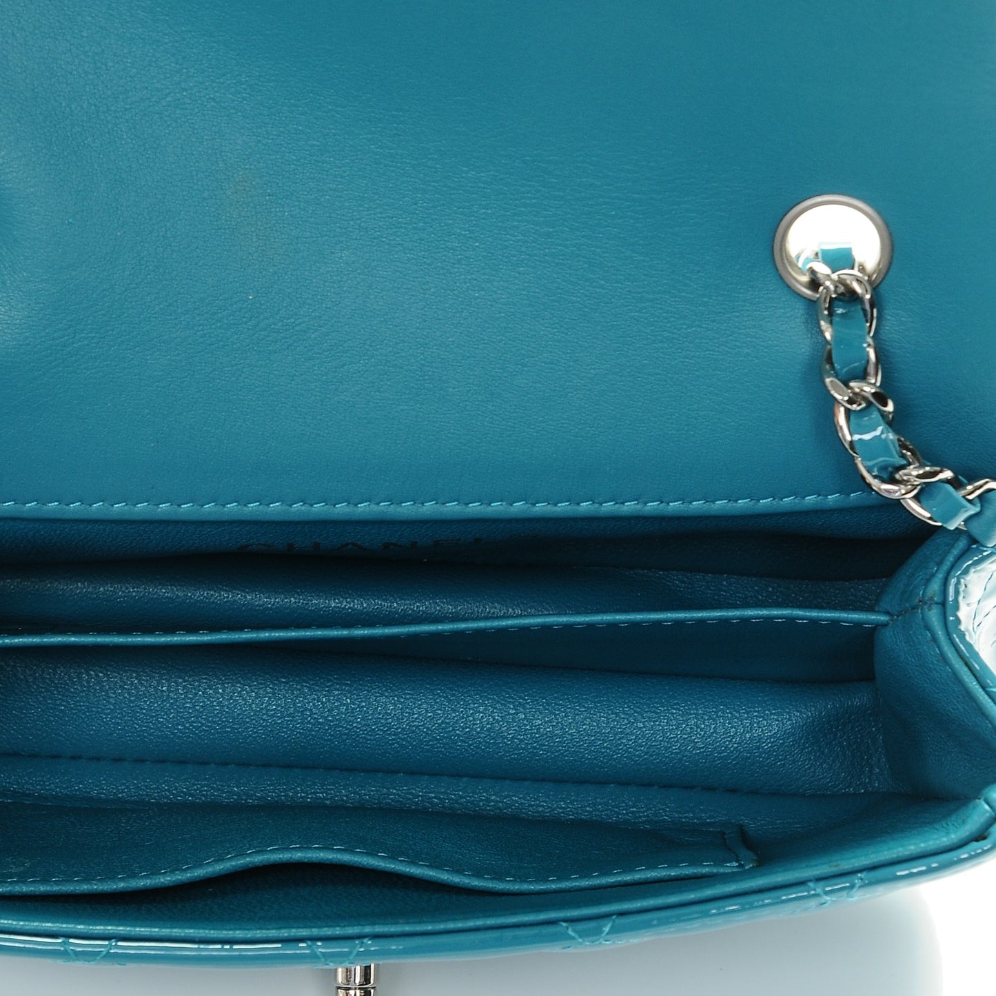 Patent Quilted Extra Mini Flap Blue