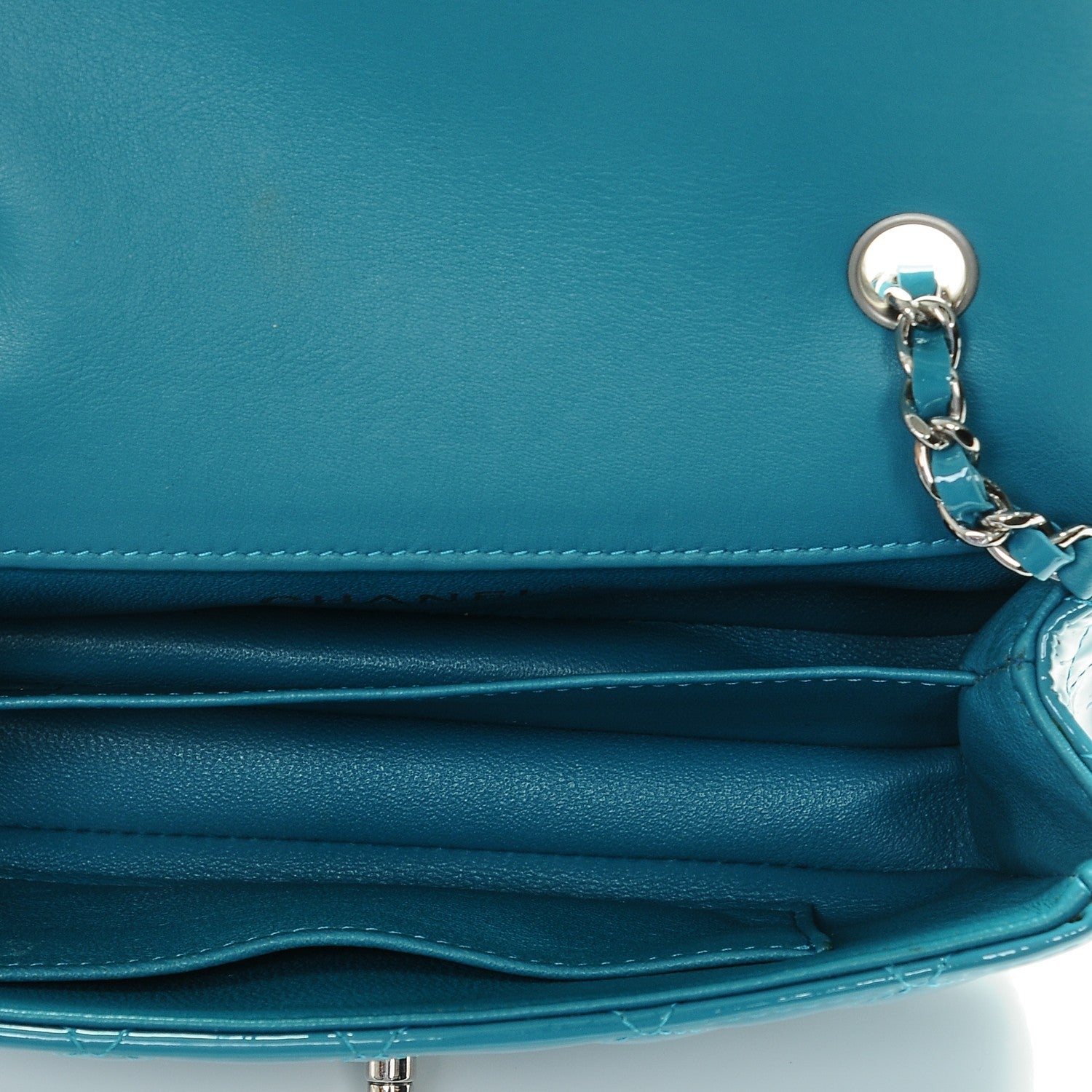 Chanel Patent Quilted Extra Mini Flap Blue 5 of 7