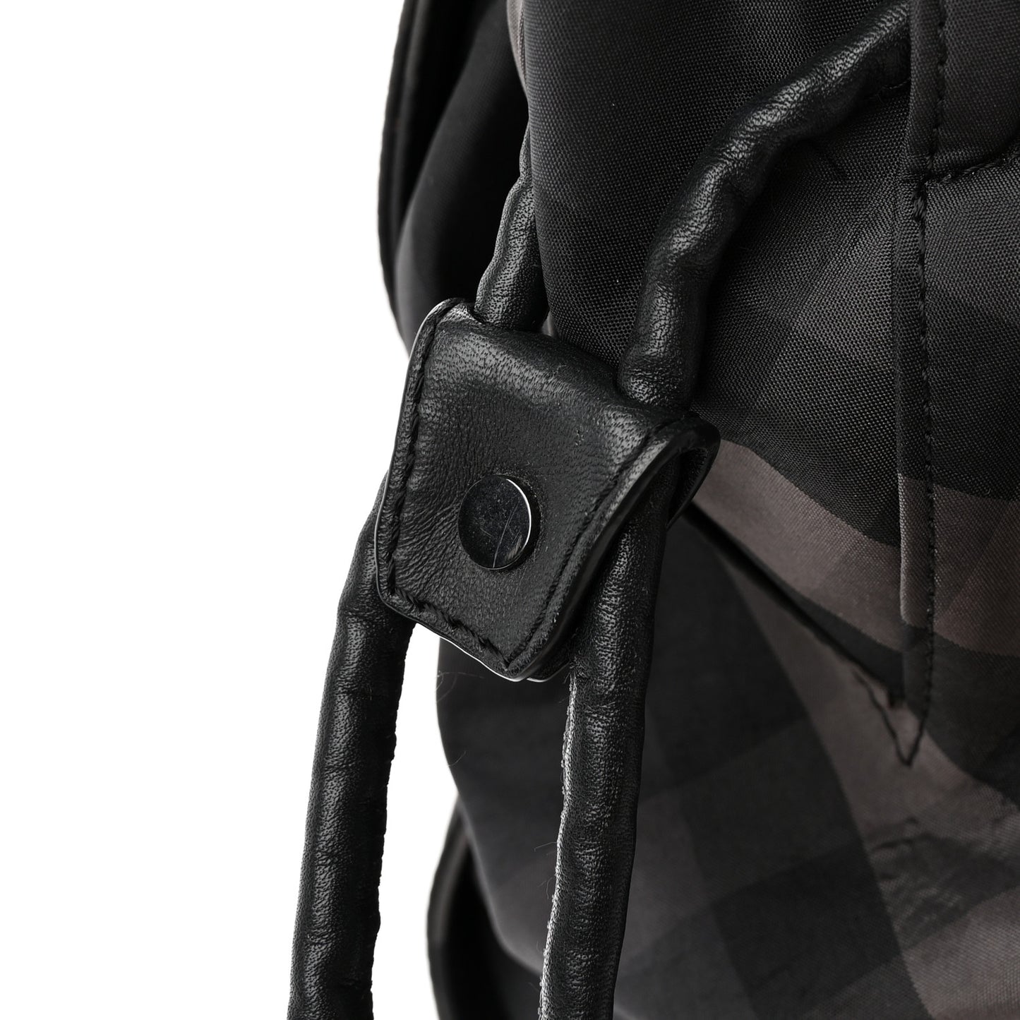 Nylon Check Small Buckleigh Packable Tote Charcoal