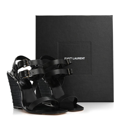 Saint Laurent Calfskin Espadrille Wedges 36 Black 16 of 16