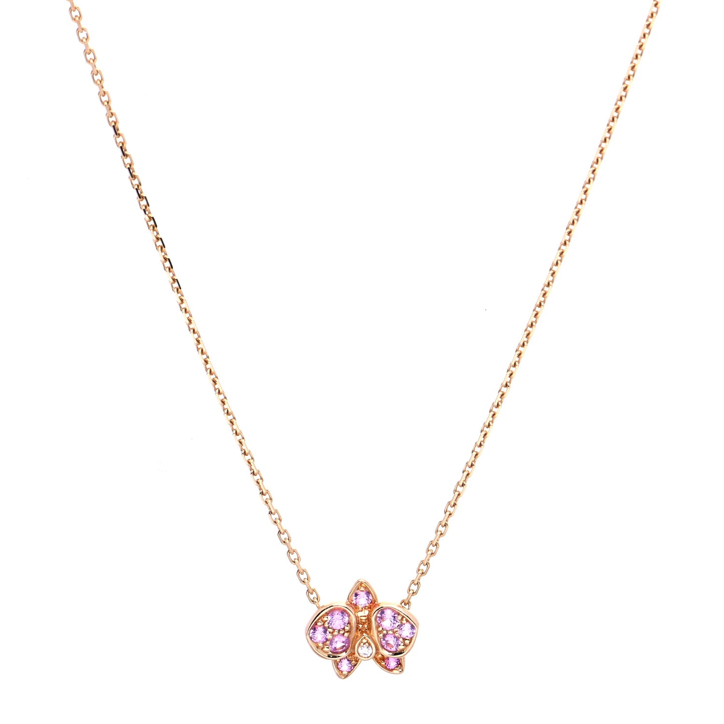 18K Pink Gold Pink Sapphire Diamond Caresse D'Orchidees Par Cartier Necklace