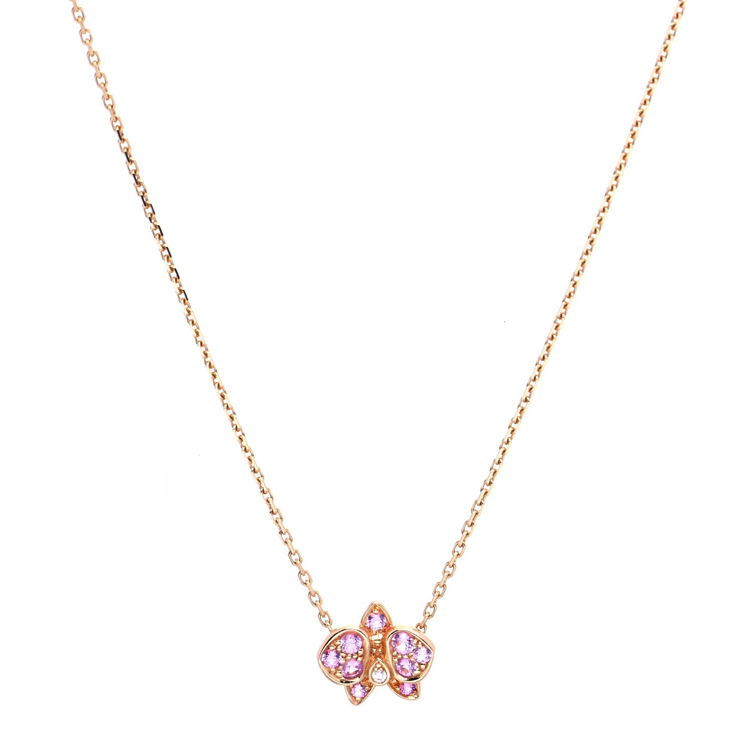 Cartier 18K Pink Gold Pink Sapphire Diamond Caresse D'Orchidees Par Cartier Necklace 1 of 6