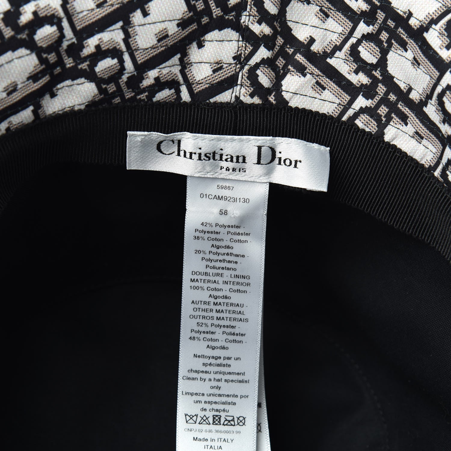 Christian Dior Camouflage Logo Bucket Hat 58 Black 5 of 7