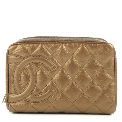 Chanel Aged Metallic Calfskin Quilted Cambon Cosmetic Case Bronze 1 of 8