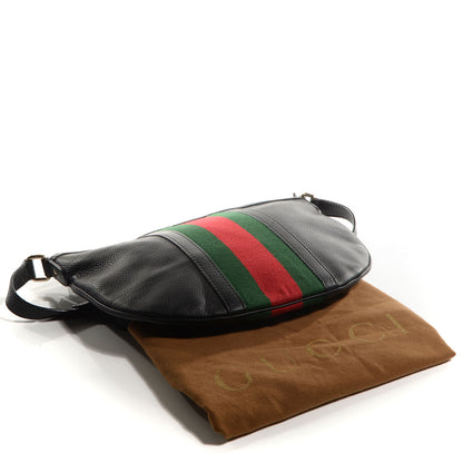 Gucci Pebbled Calfskin Vintage Web Medium Half Moon Hobo Black 4 of 9
