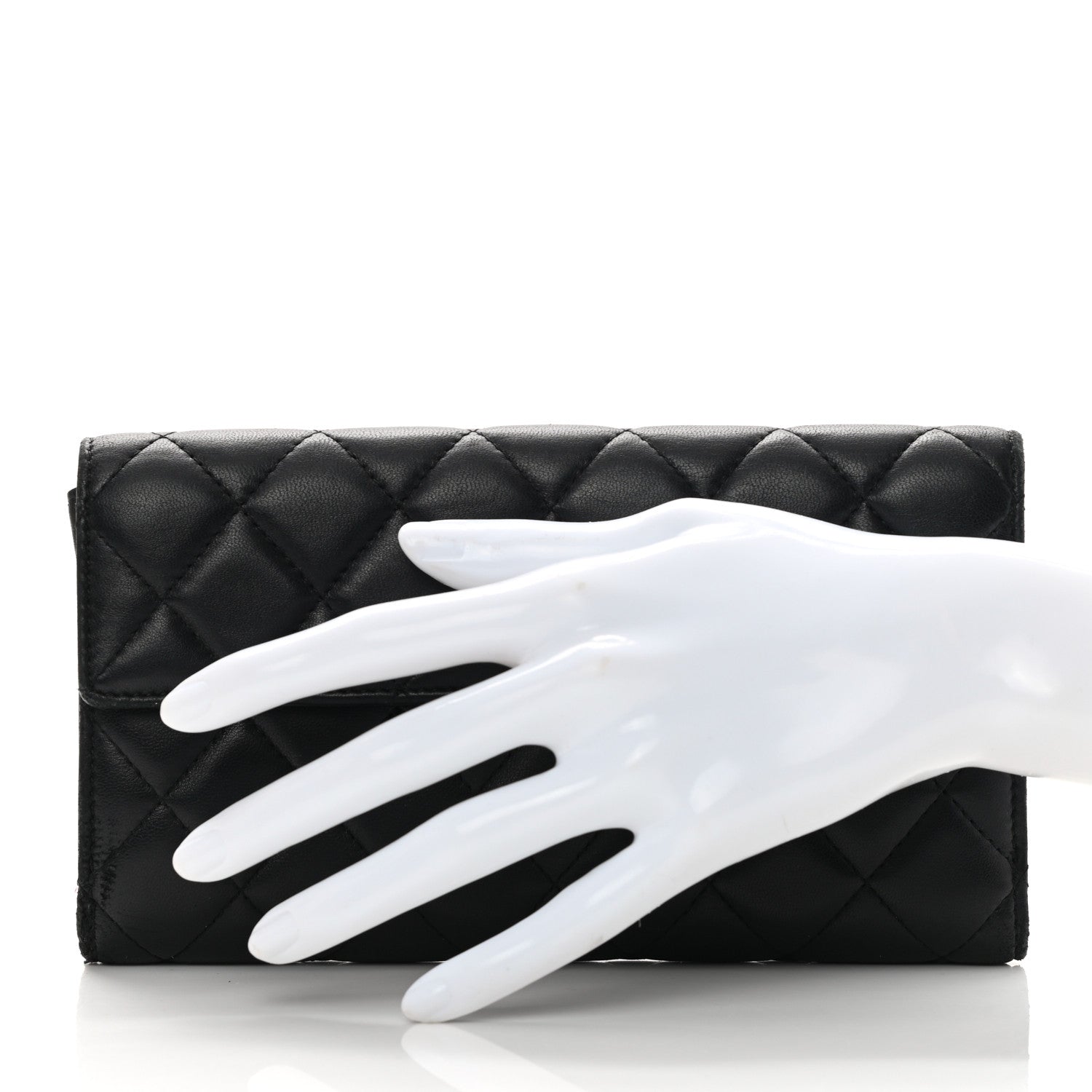 Chanel Lambskin Quilted Long Flap Wallet Black 2 of 19