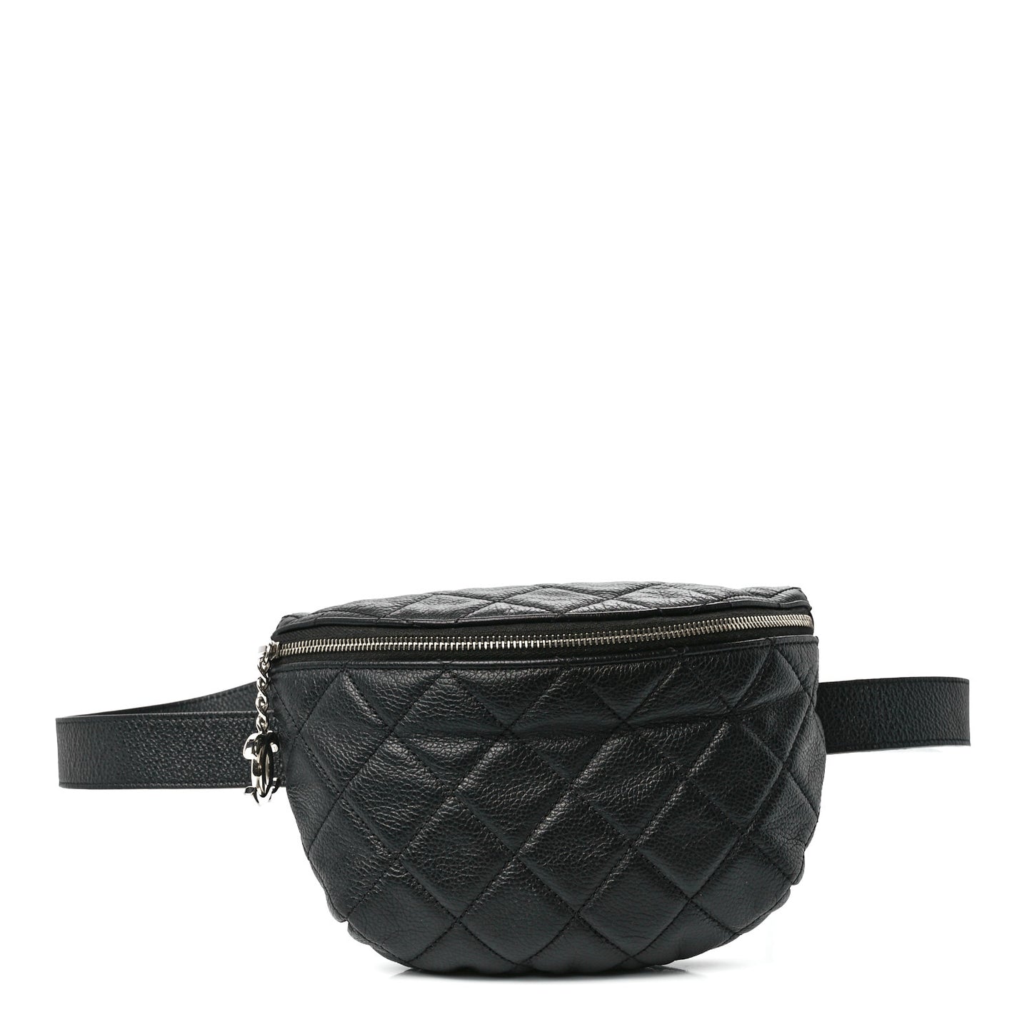 Grained Calfskin Quilted Waist Belt Bag Black