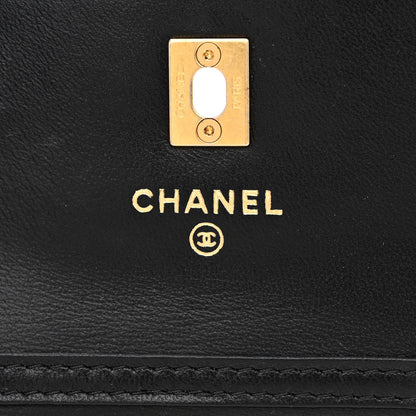 Chanel Lambskin Quilted Pearl Crush Clutch With Chain Black 6 of 12