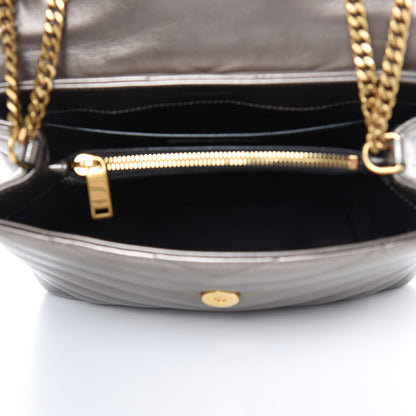 Saint Laurent Metallic Calfskin Y Quilted Monogram Small Loulou Chain Satchel Brown Metallic 5 of 9