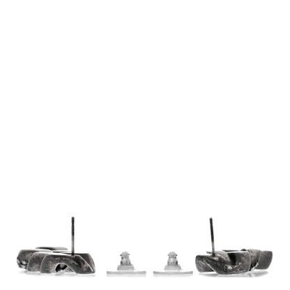 Saint Laurent Brass Curb Earrings Argent Oxyde 3 of 4
