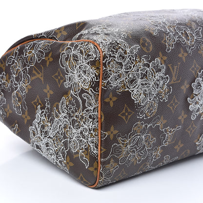 Louis Vuitton Monogram Dentelle Speedy 30 Silver 9 of 20