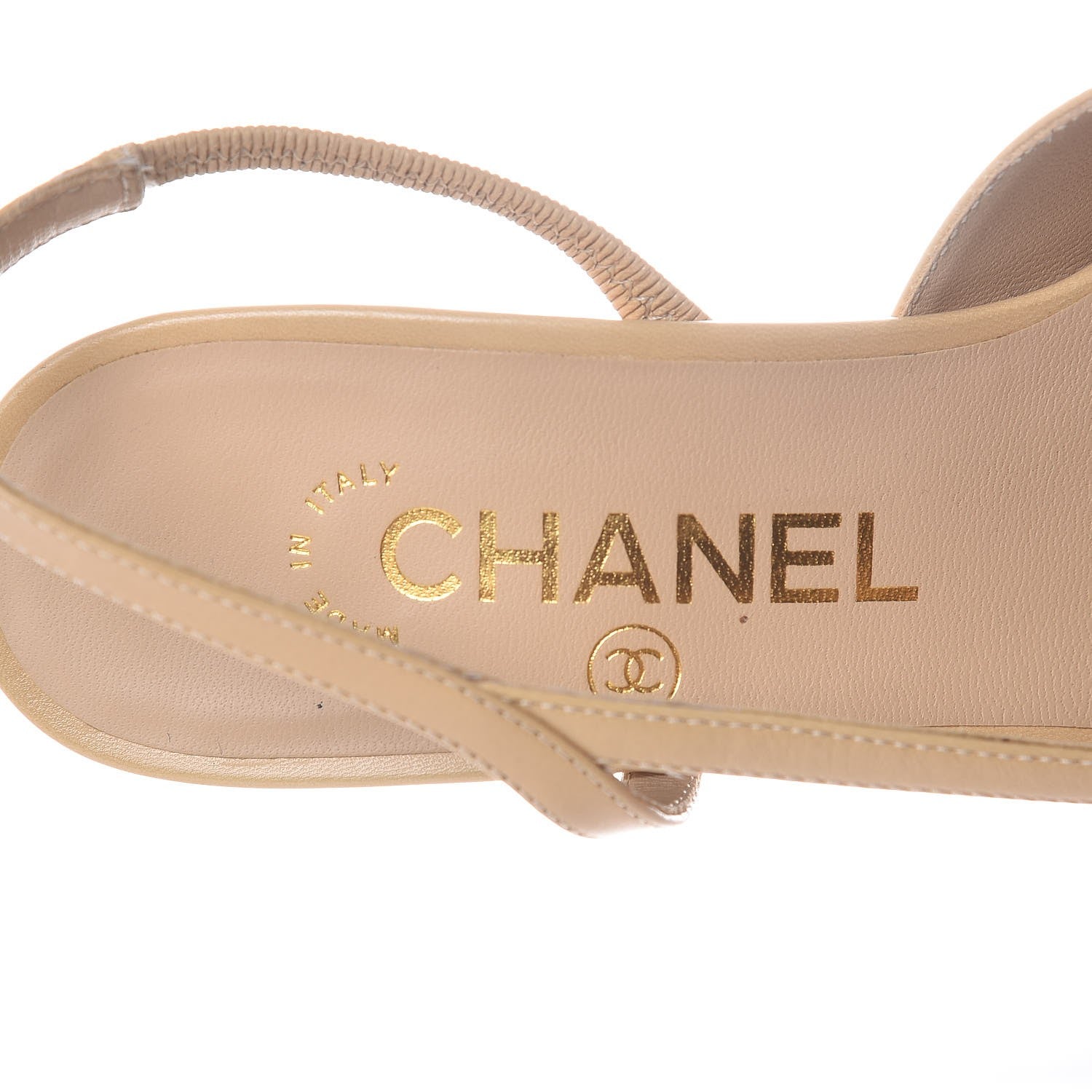 Chanel Goatskin Grosgrain Cap Toe CC Slingback Pumps 35 Beige Black 5 of 9