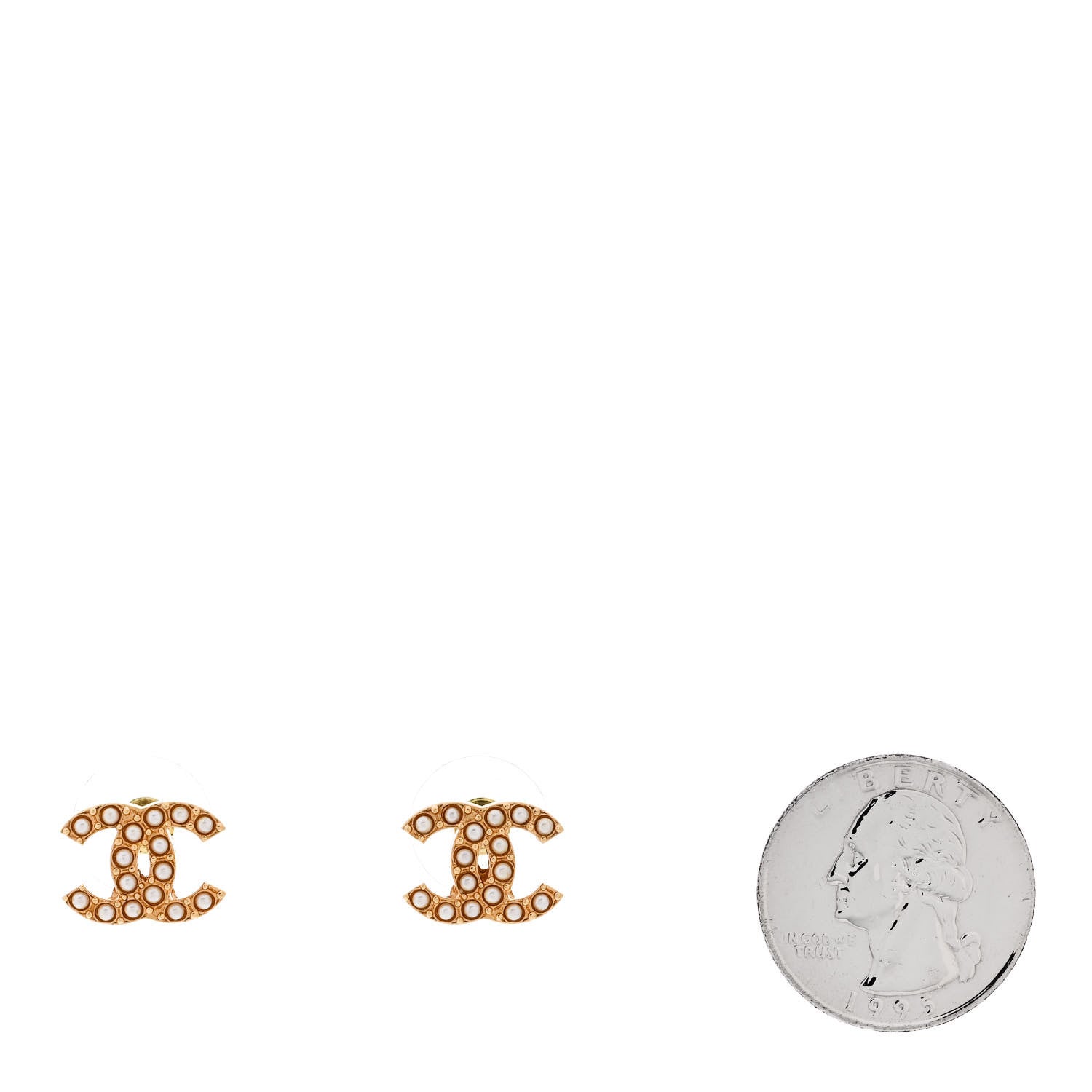 Chanel Pearl Studded CC Earrings Gold 2 of 5