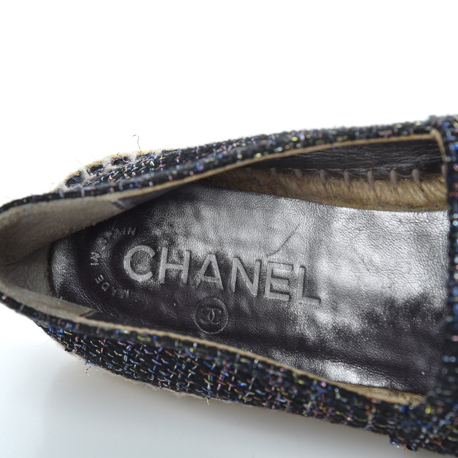 Chanel Tweed Patent Goatskin CC Espadrilles 36 Black Pink Yellow Silver 6 of 21