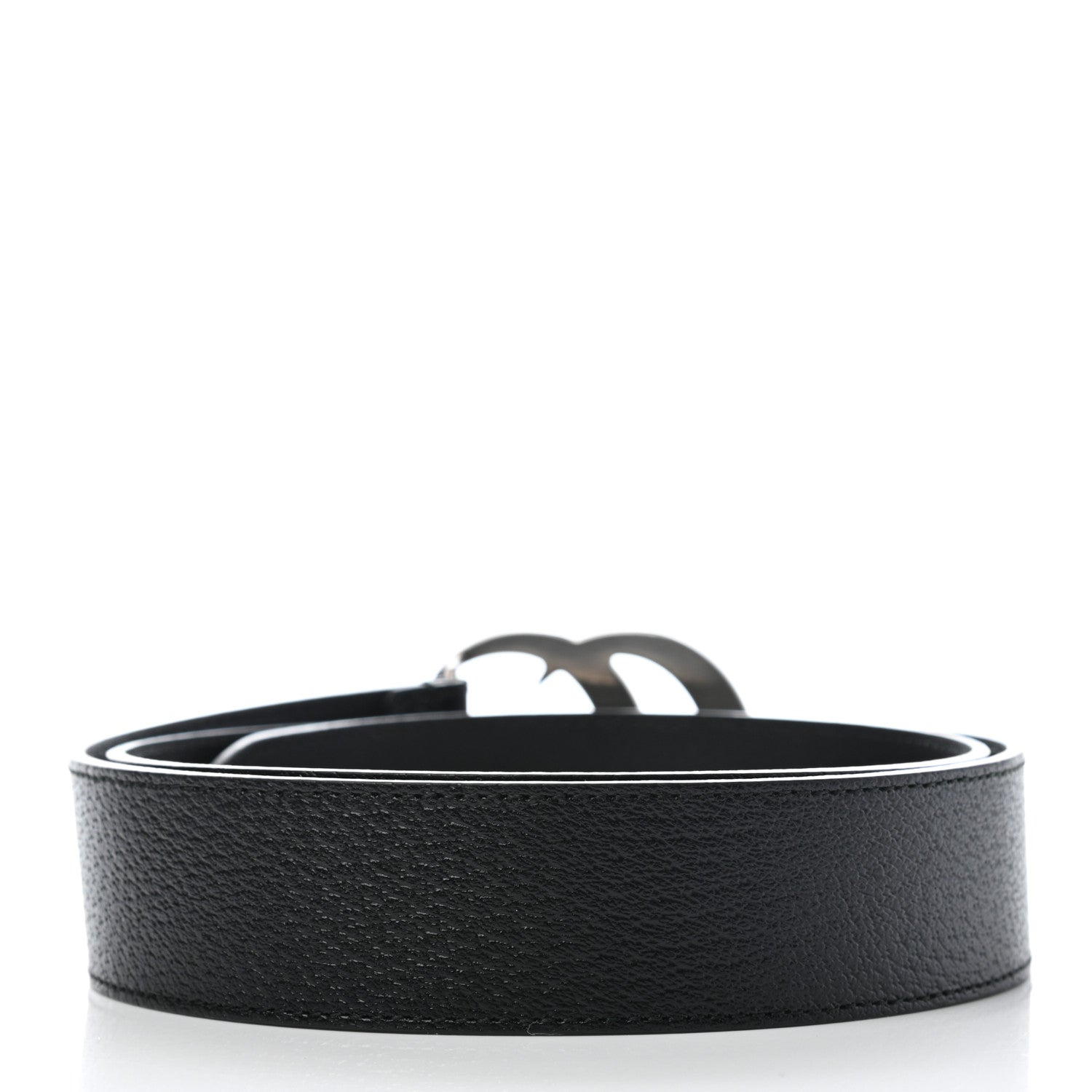 Gucci Textured Dollar Calfskin Nickel Double G 40mm Belt 95 38 Black 2 of 5