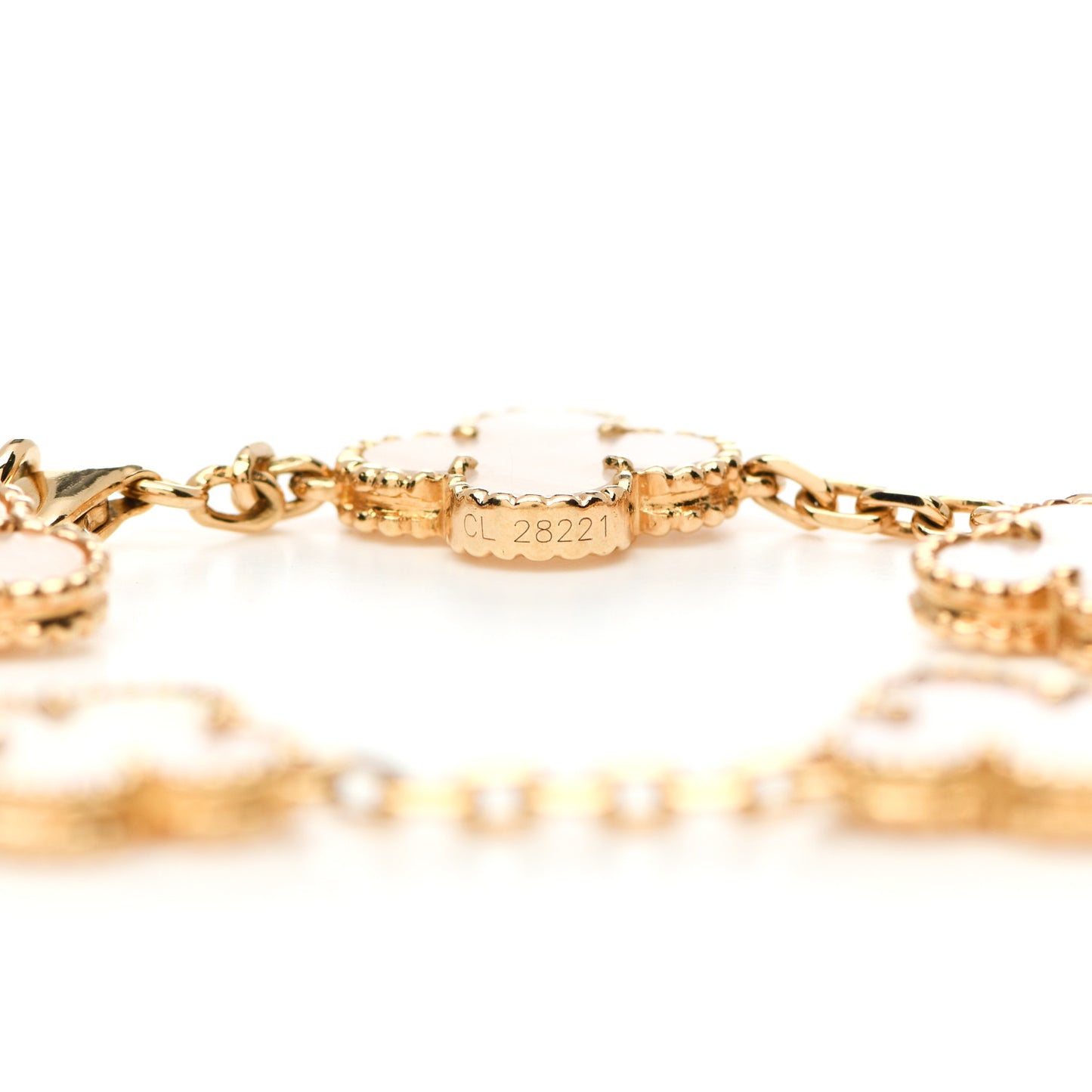 18K Yellow Gold Mother of Pearl 5 Motifs Vintage Alhambra Bracelet