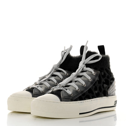 Christian Dior Furry Knit Mizza Walk'n Dior High Top Sneakers 36 Grey Multicolor 3 of 9