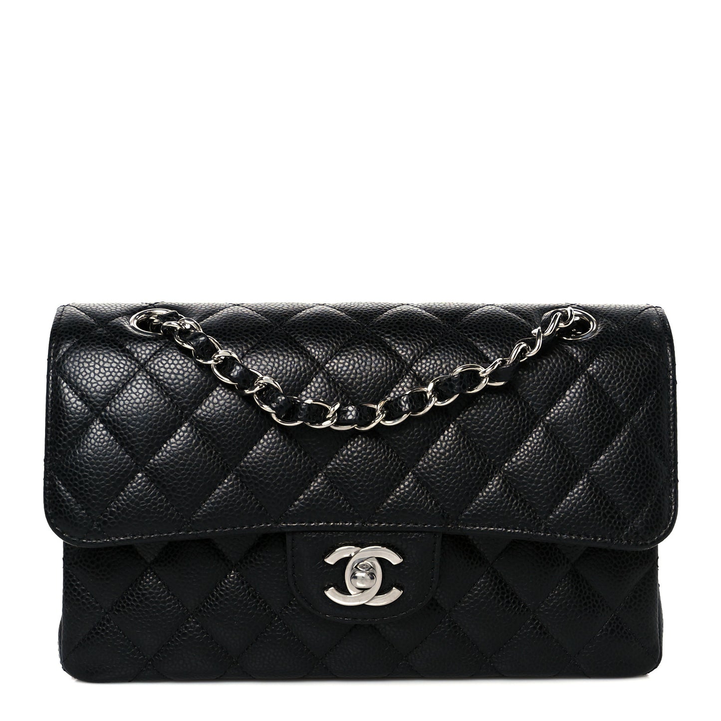 Caviar Quilted Small Double Flap Black